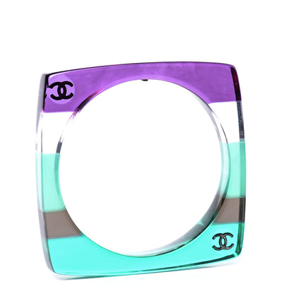 Chanel Resin CC Square Bangle Green Purple 5 of 7