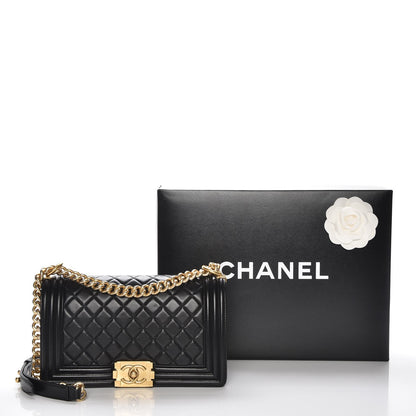 Chanel Lambskin Quilted Medium Boy Flap Black 9 of 9