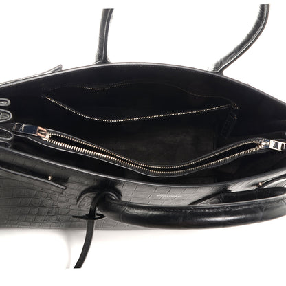 Saint Laurent Crocodile Embossed Large Sac De Jour Carryall Black 5 of 9
