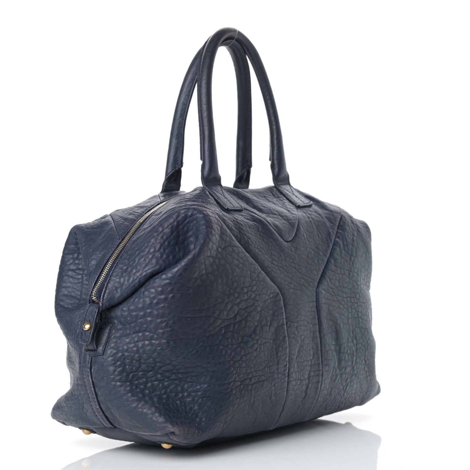 Saint Laurent Pebbled Lambskin Medium Easy Sac Navy 3 of 16