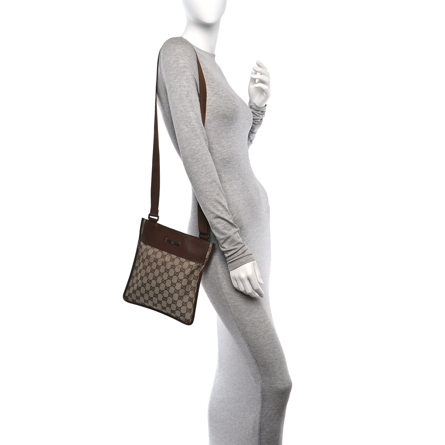 Gucci Monogram Messenger Crossbody Bag Dark Brown 3 of 10
