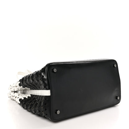 Alaia Woven Calfskin Mina Tote Black White 4 of 9