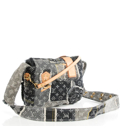 Louis Vuitton Denim Patchwork Posty Messenger Bag Gris 5 of 9