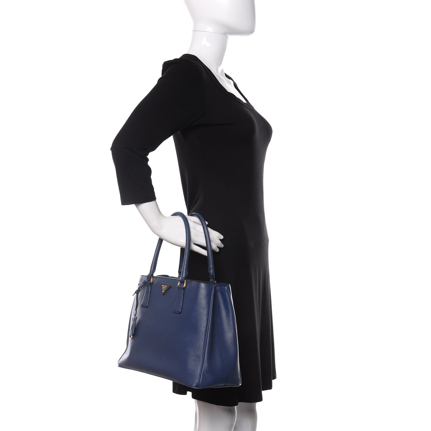 Prada Saffiano Lux Medium Tote Bluette 3 of 15