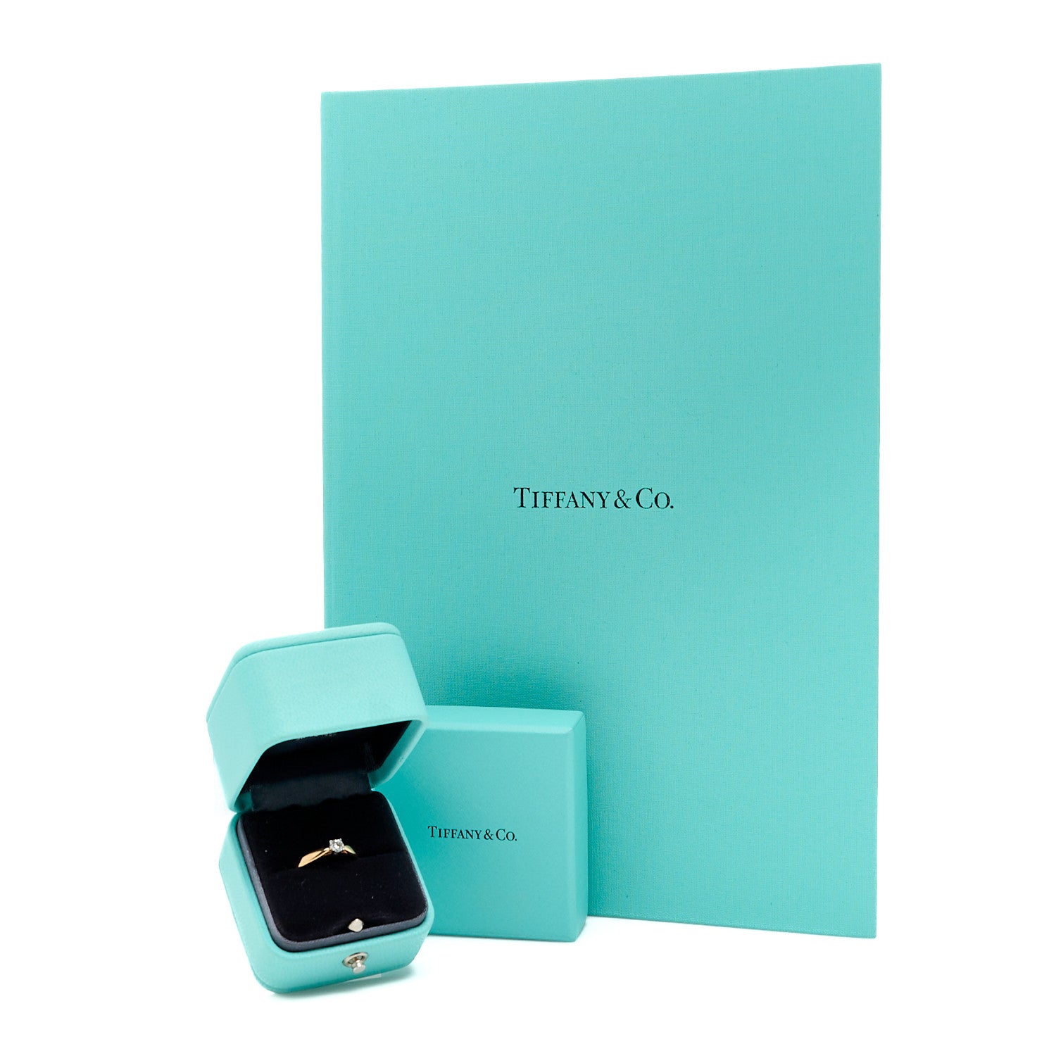 Tiffany 18K Rose Gold Platinum Diamond .19ct Harmony Solitaire Engagement Ring 53 6.25 7 of 7