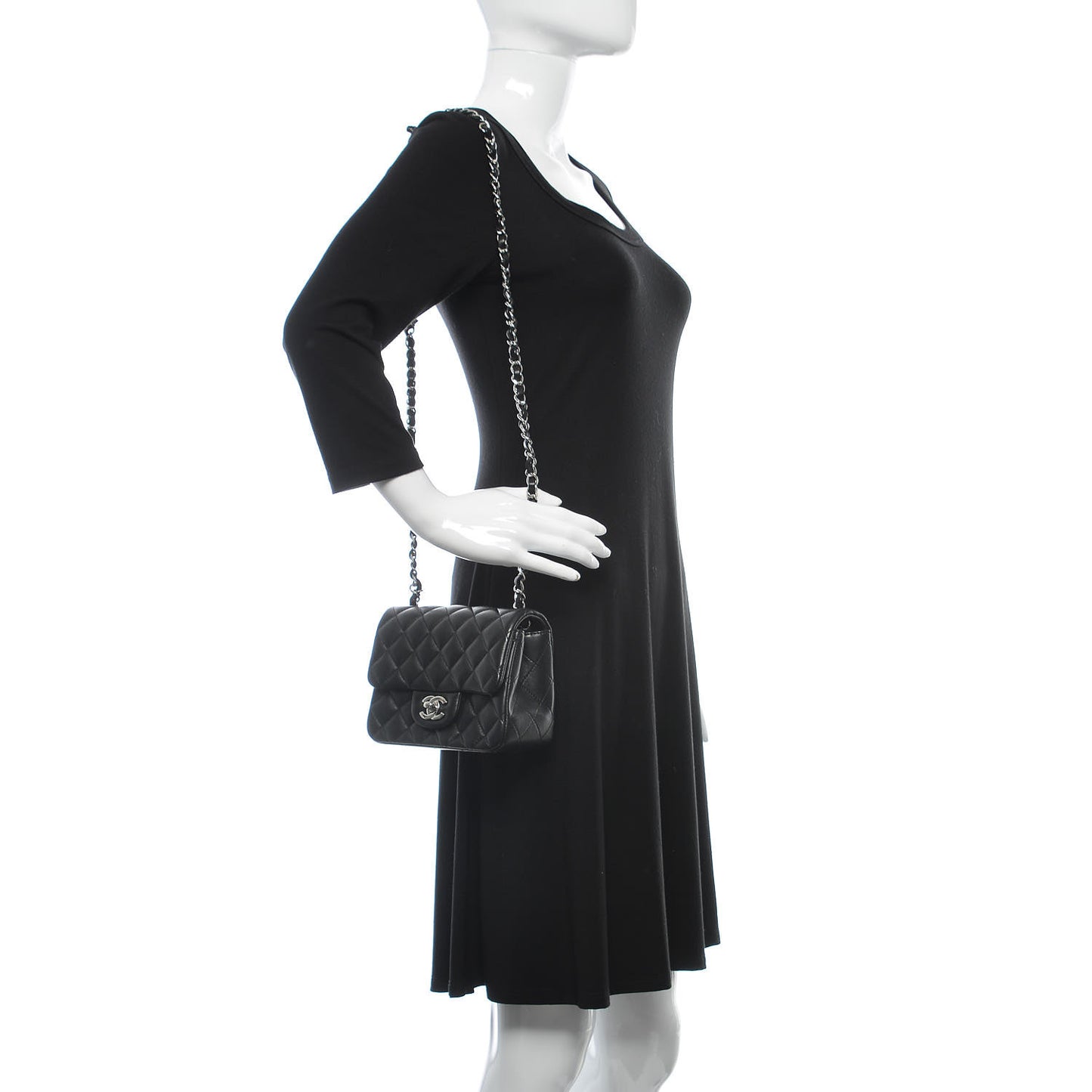 Lambskin Quilted Mini Square Flap Black