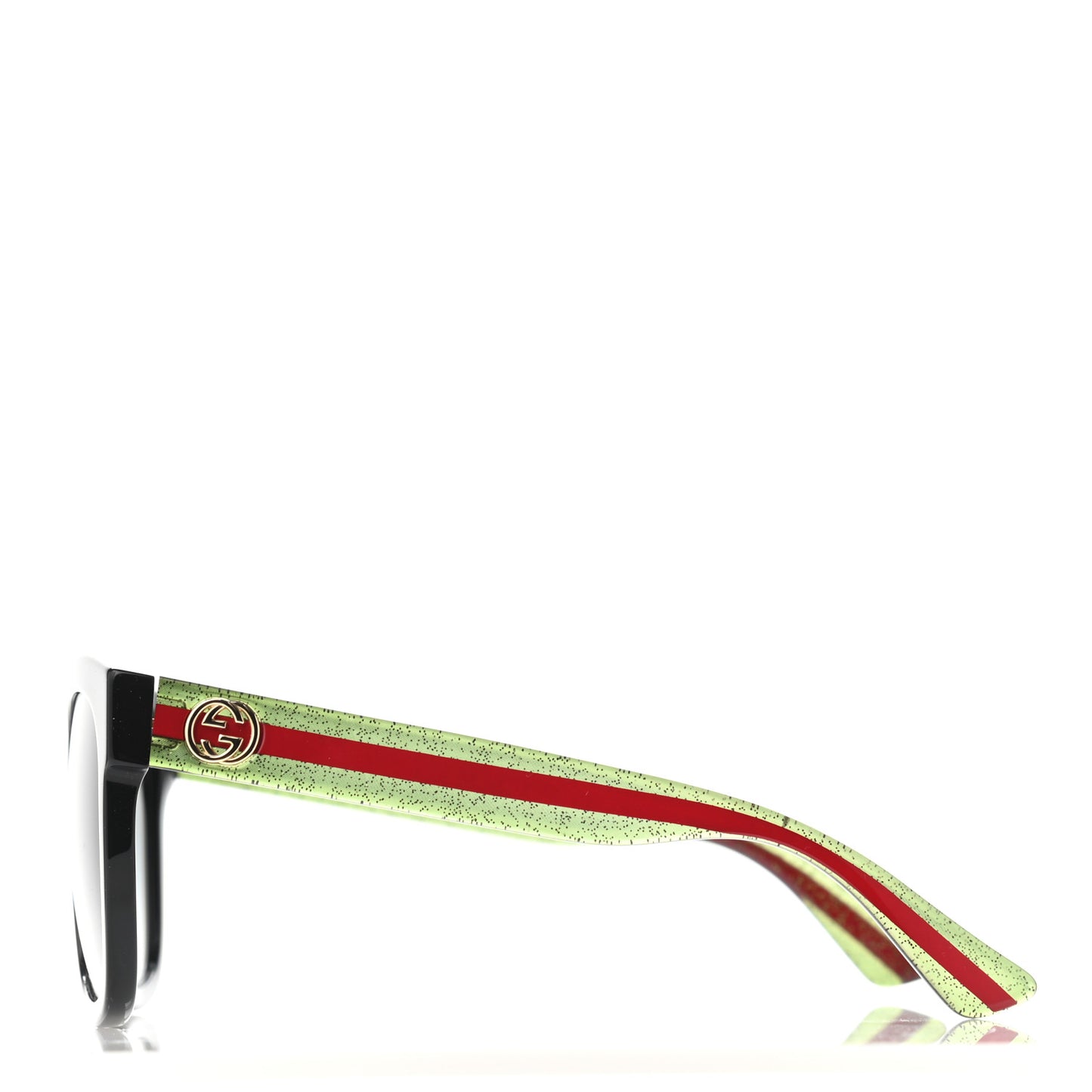 Acetate Square Frame Web Glitter Sunglasses GG0034S Black