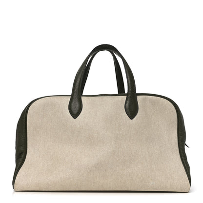 Hermes Toile Taurillon Clemence Victoria II 43 Ecru Vert Olive 1 of 10