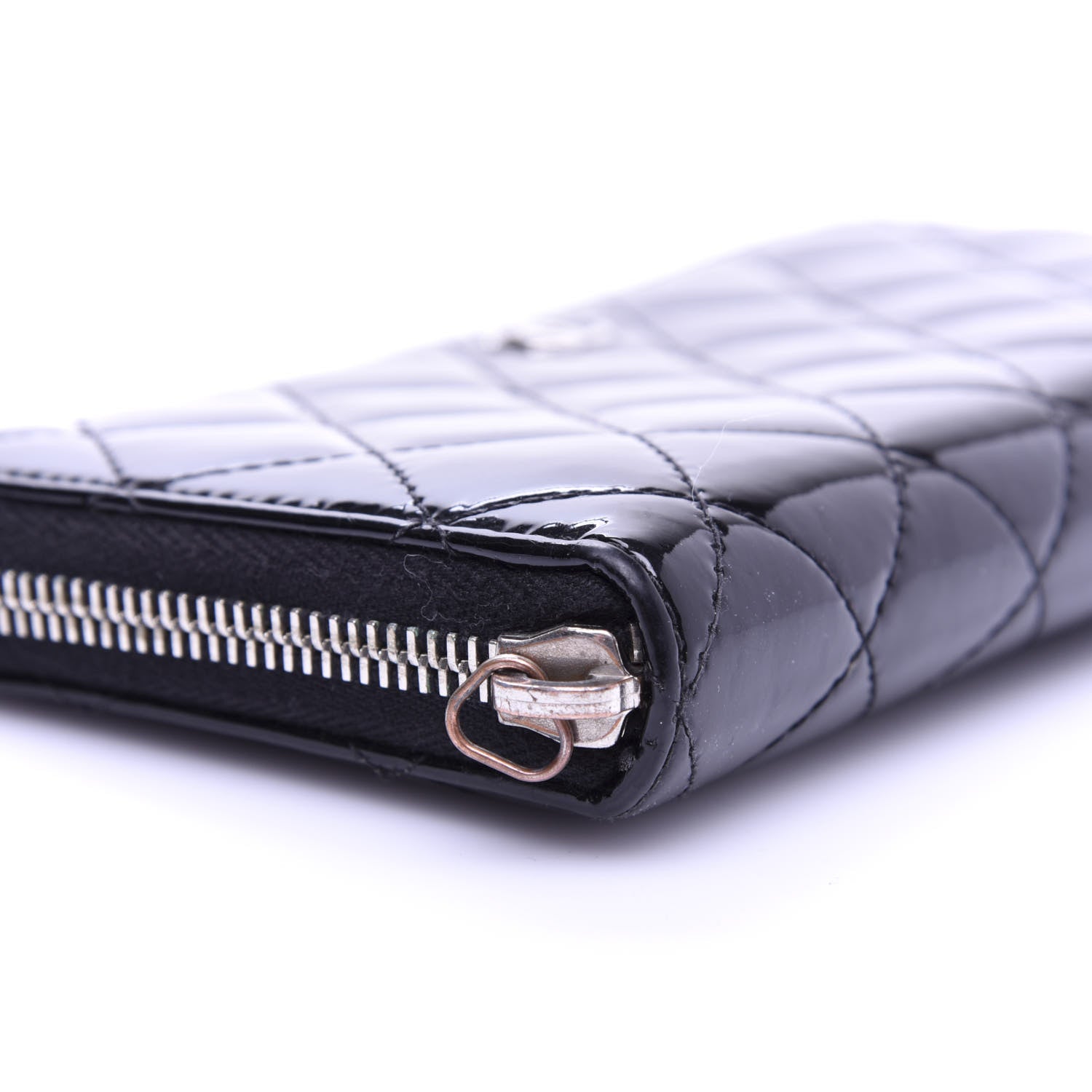 Chanel Patent Quilted Zip Around Wallet Black 9 of 10