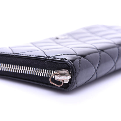 Chanel Patent Quilted Zip Around Wallet Black 9 of 10