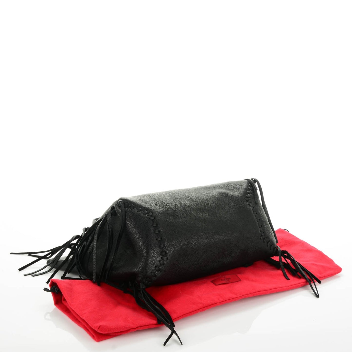 Grained Calfskin C-Rockee Fringe Tote Black