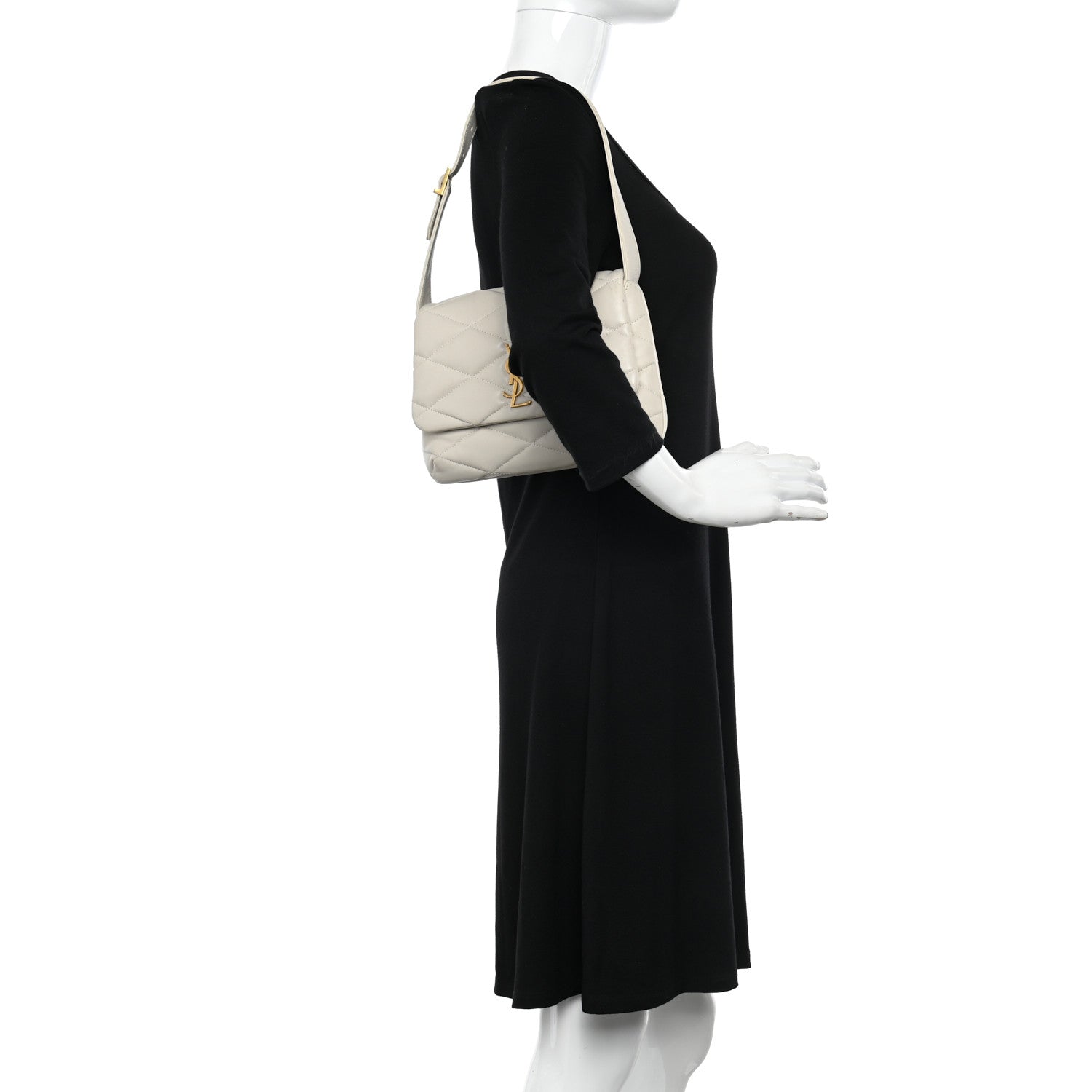 Saint Laurent Lambskin Quilted Le 57 Diamond Shoulder Bag Crema Soft 2 of 11