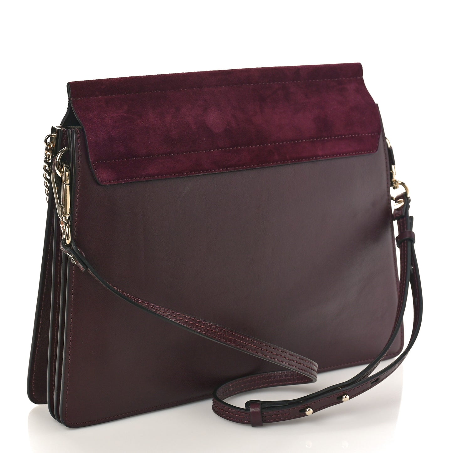 Suede Calfskin Medium Faye Shoulder Bag Dark Purple