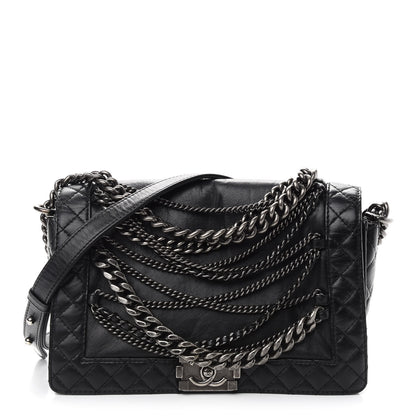 Chanel Calfskin Enchained New Medium Boy Flap Black 1 of 9