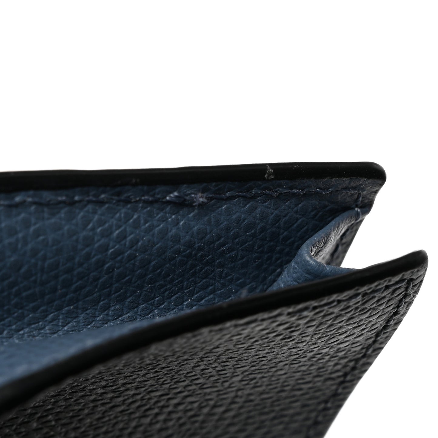 Grained Calfskin Saddle Card Holder Navy