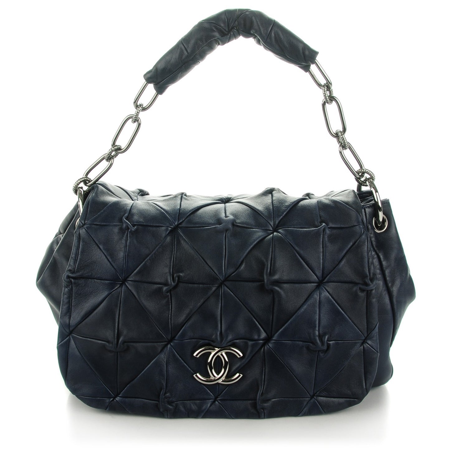 Lambskin Origami Soft Squares Accordion Flap Navy