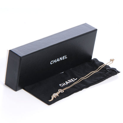 Chanel Crystal CC Alligator Necklace Gold 6 of 6
