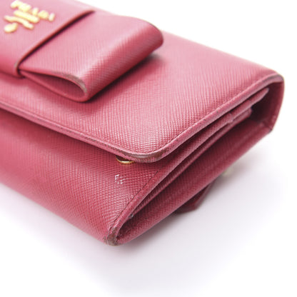 Prada Saffiano Bow Continental Wallet Peonia 13 of 17