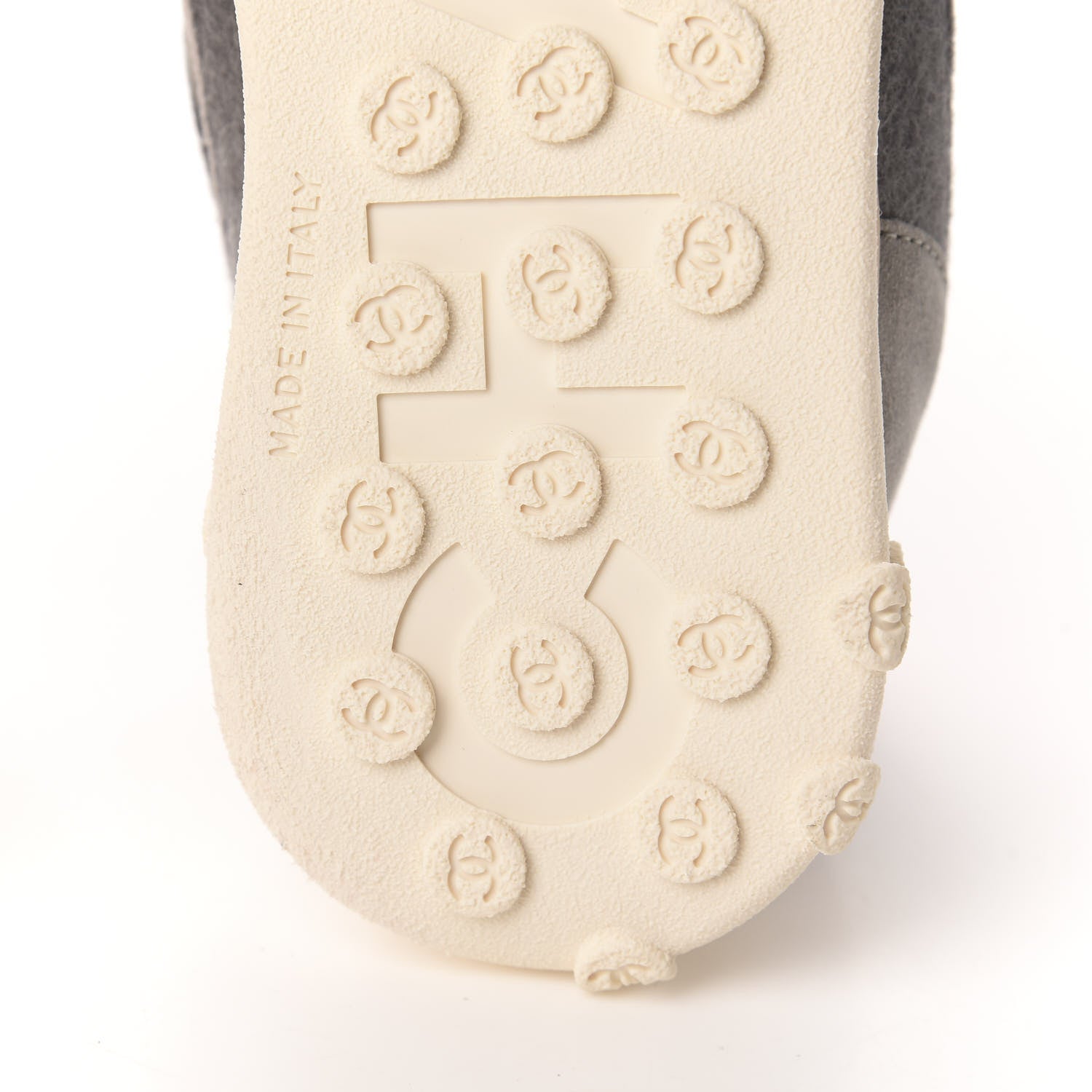 Chanel Wool Nylon Lambskin Suede Calfskin Womens Logo Sneakers 38.5 Grey Orange 7 of 10