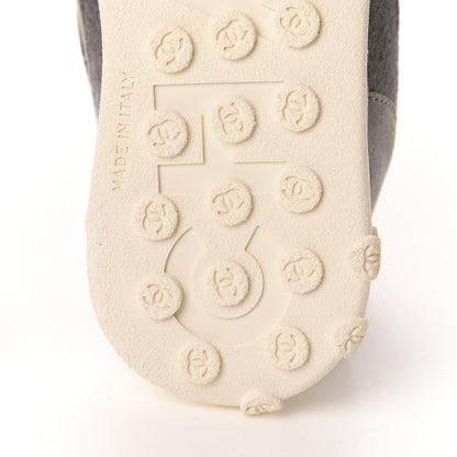 Chanel Wool Nylon Lambskin Suede Calfskin Womens Logo Sneakers 38.5 Grey Orange 7 of 10