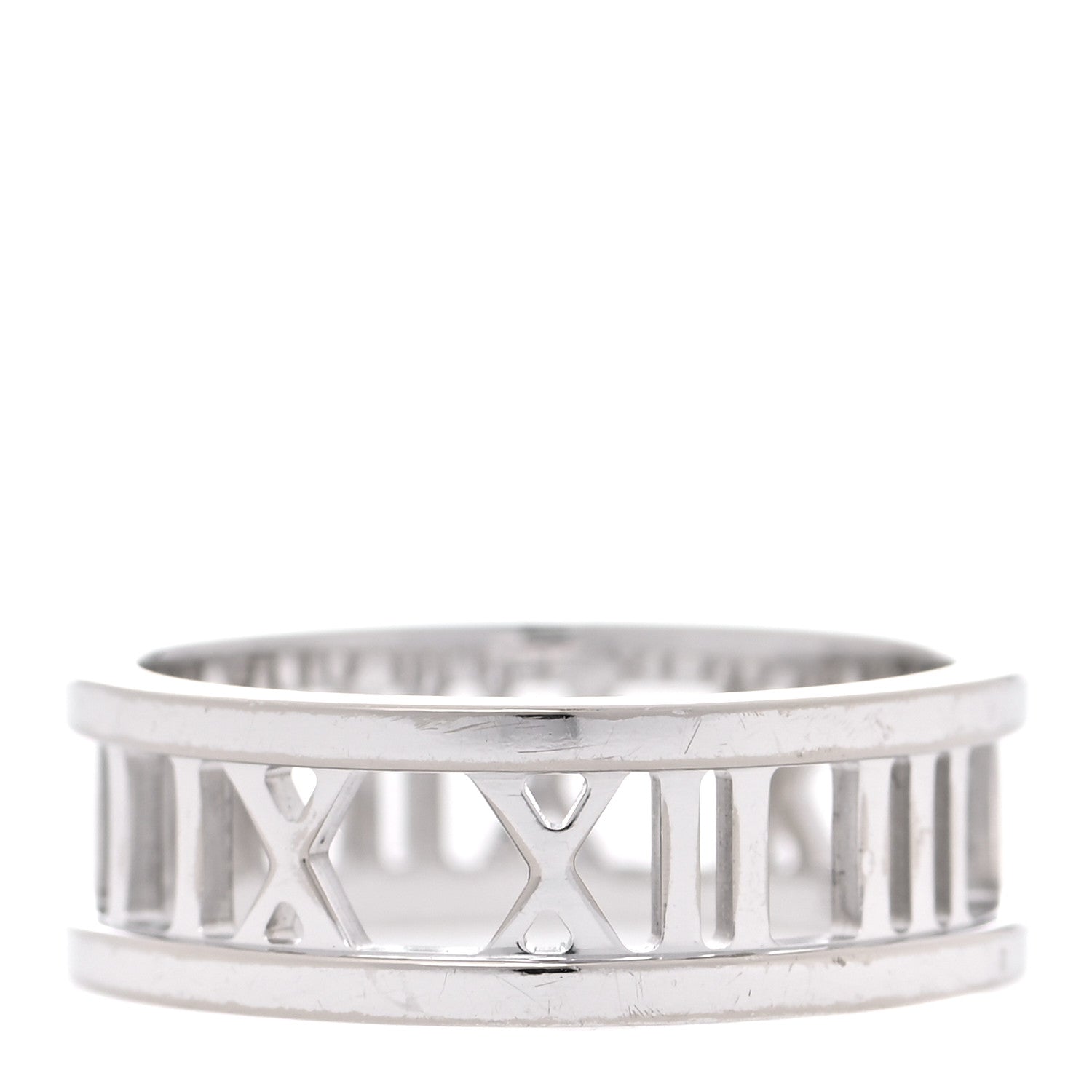 Tiffany 18K White Gold Atlas Open Ring 55 7.25 1 of 4