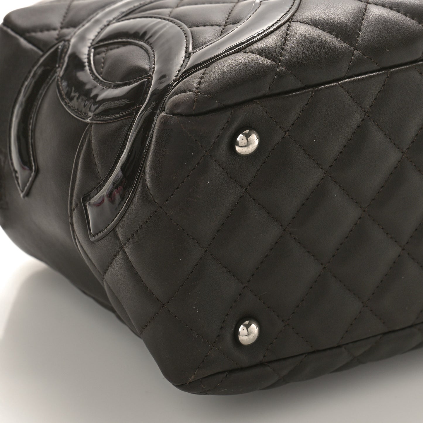 Calfskin Quilted Cambon Large Bowler Dark Brown