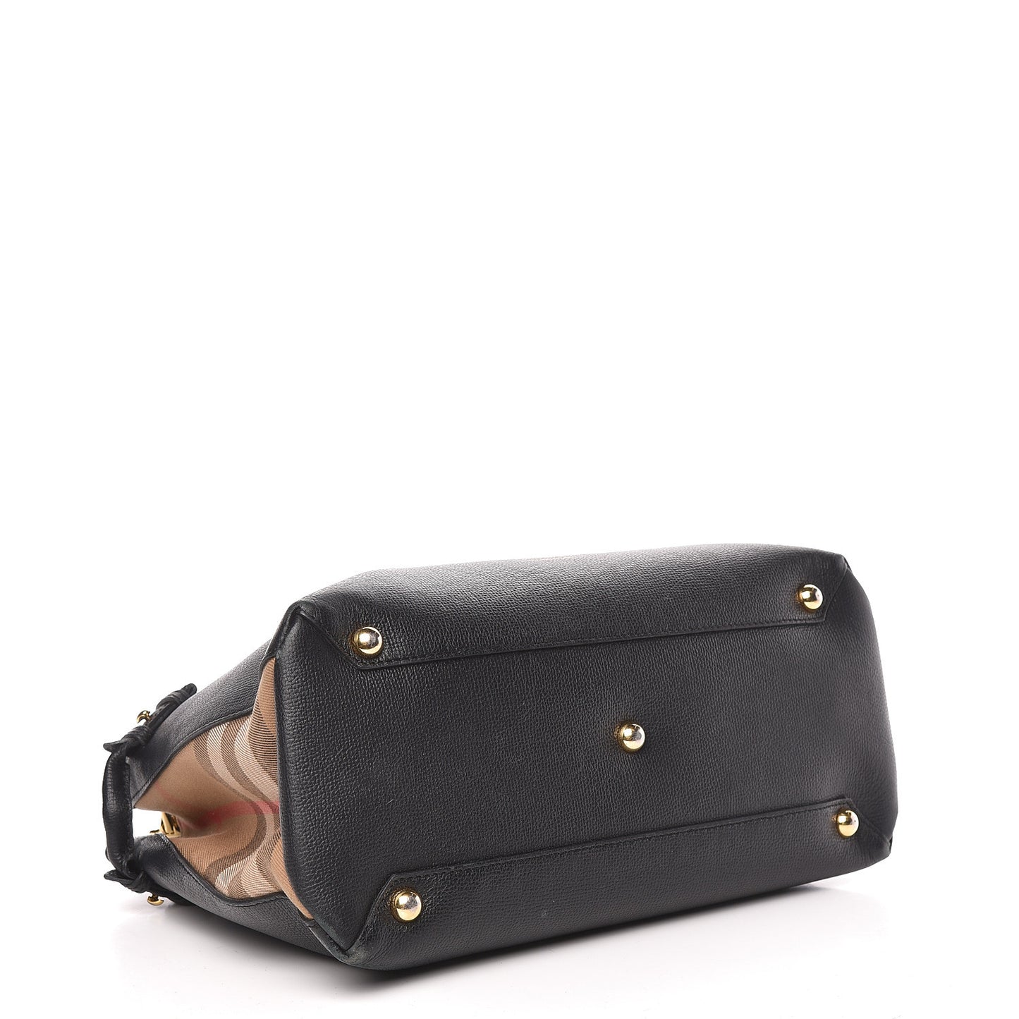 Grainy Calfskin House Check Medium Banner Tote Black