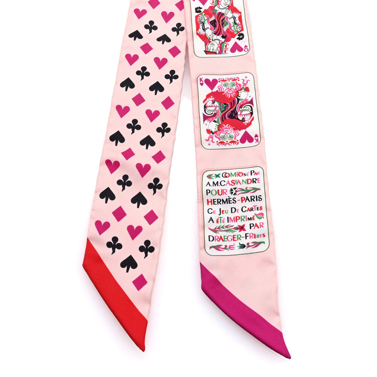 Hermes Silk Jeu de Cartes Twilly Rose Nacre Fuchsia Rouge 2 of 3