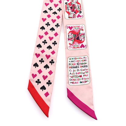 Hermes Silk Jeu de Cartes Twilly Rose Nacre Fuchsia Rouge 2 of 3