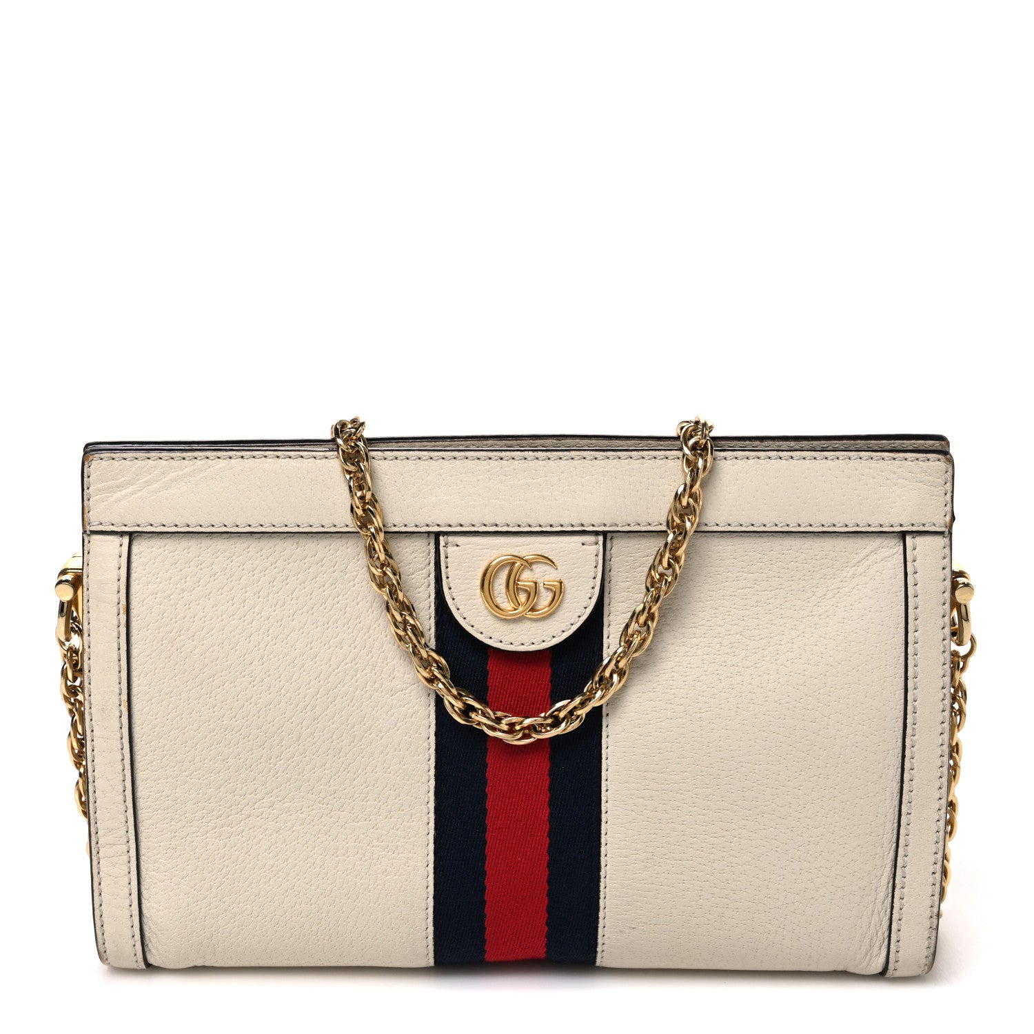 Gucci Textured Calfskin Web Small Ophidia Chain Shoulder Bag Mystic White 1 of 10