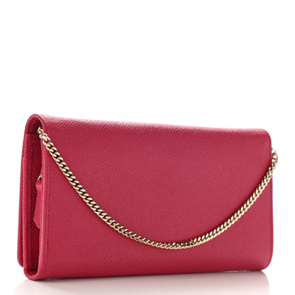 Valentino Garavani Grained Calfskin Wallet On Chain Red 3 of 9