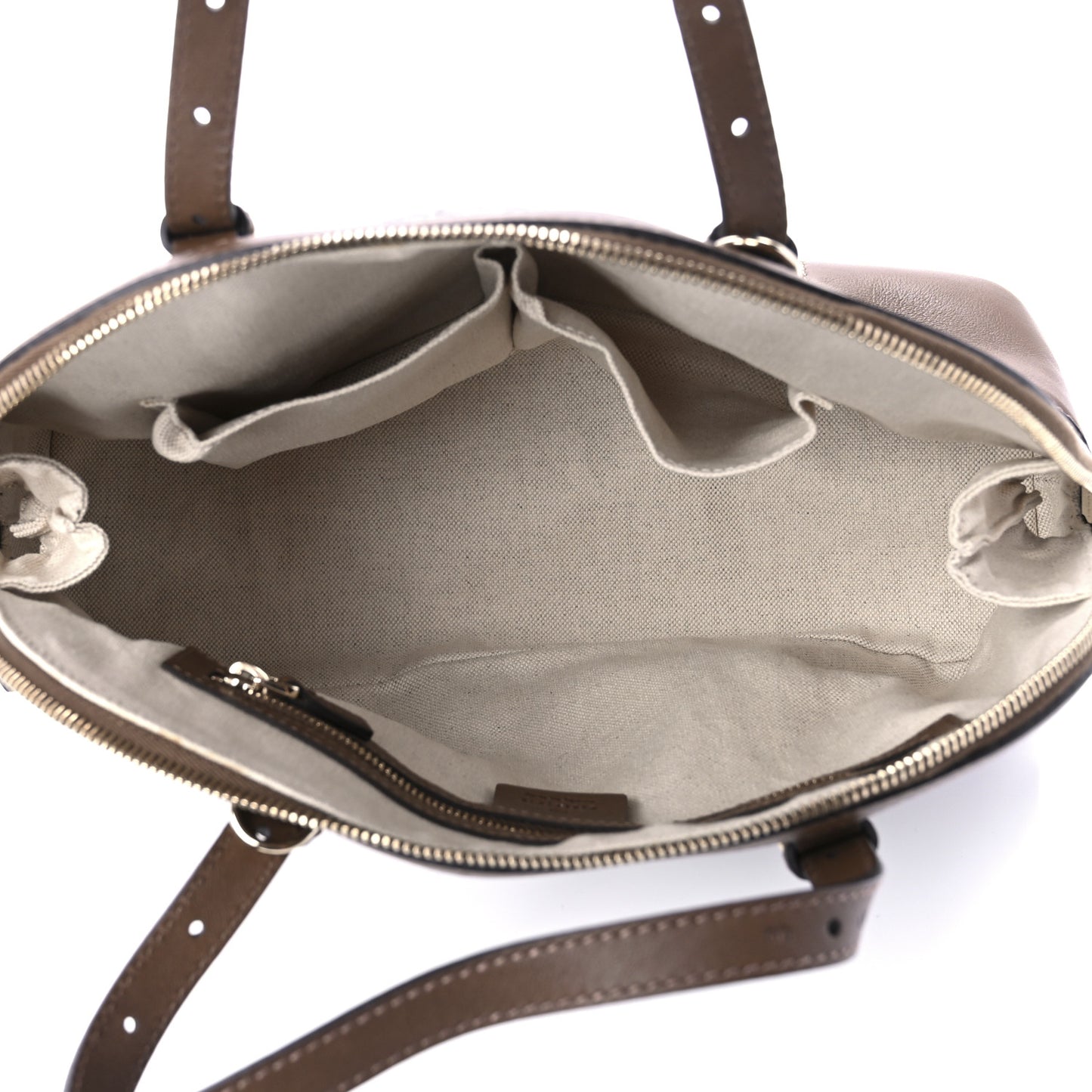 GG Supreme Monogram Margaux Calfskin Small Nice Top Handle Dome Bag Beige Ebony Acero