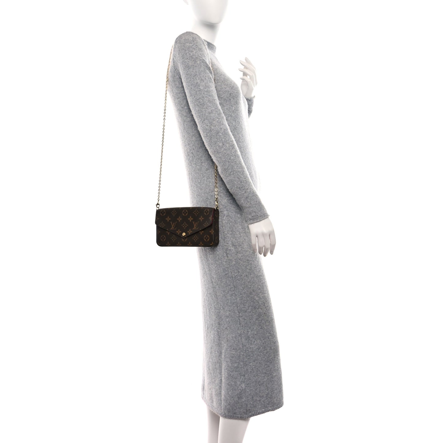 Monogram Pochette Felicie Chain Wallet Fuchsia