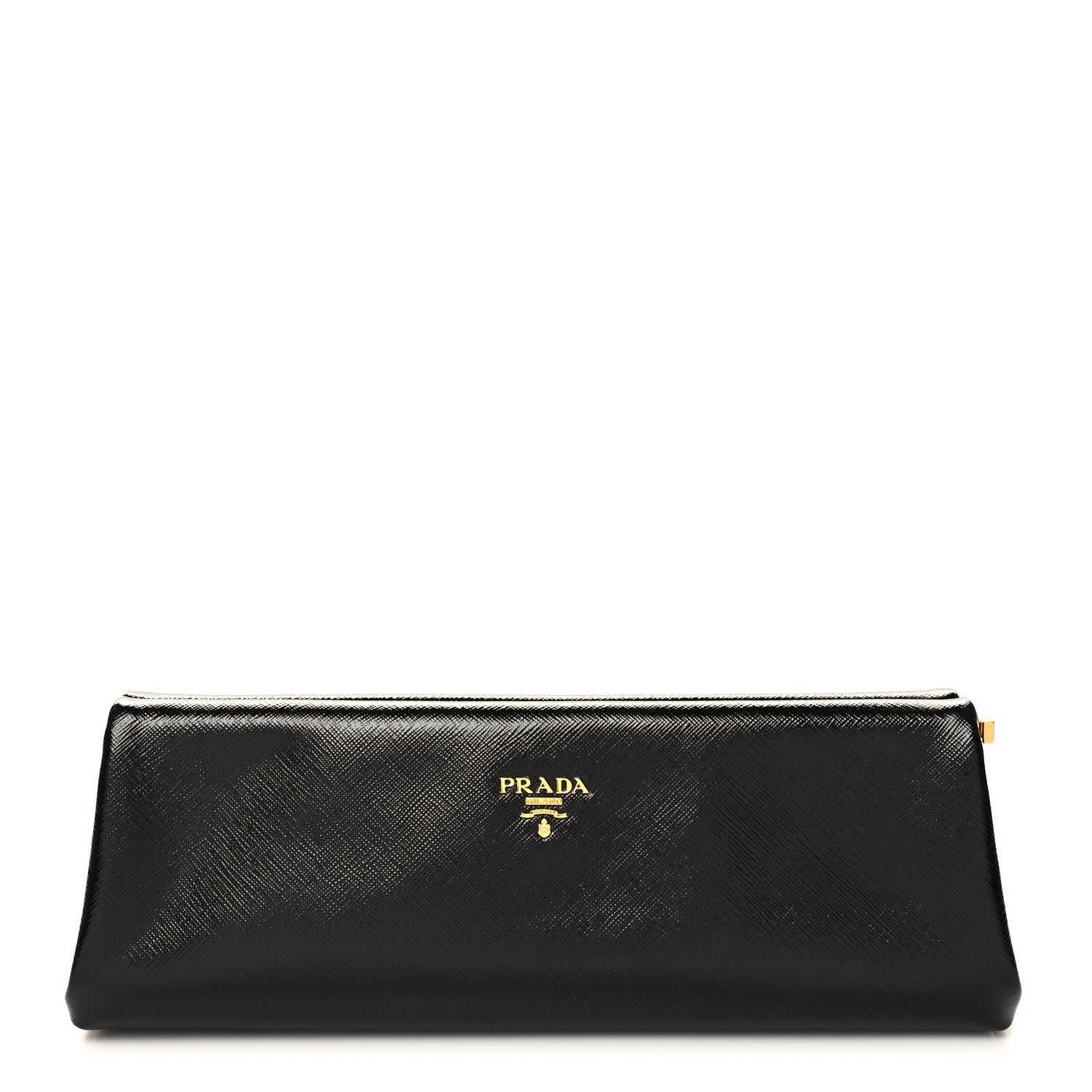 Prada Saffiano Vernice Frame Clutch Black 1 of 10