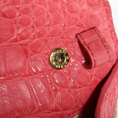 Nancy Gonzalez Crocodile Envelope Convertible Clutch Coral 6 of 8