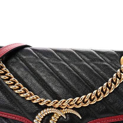 Gucci Vintage Effect Calfskin Matelasse Diagonal Small Torchon GG Marmont Shoulder Bag Black Romantic Cherry 8 of 10