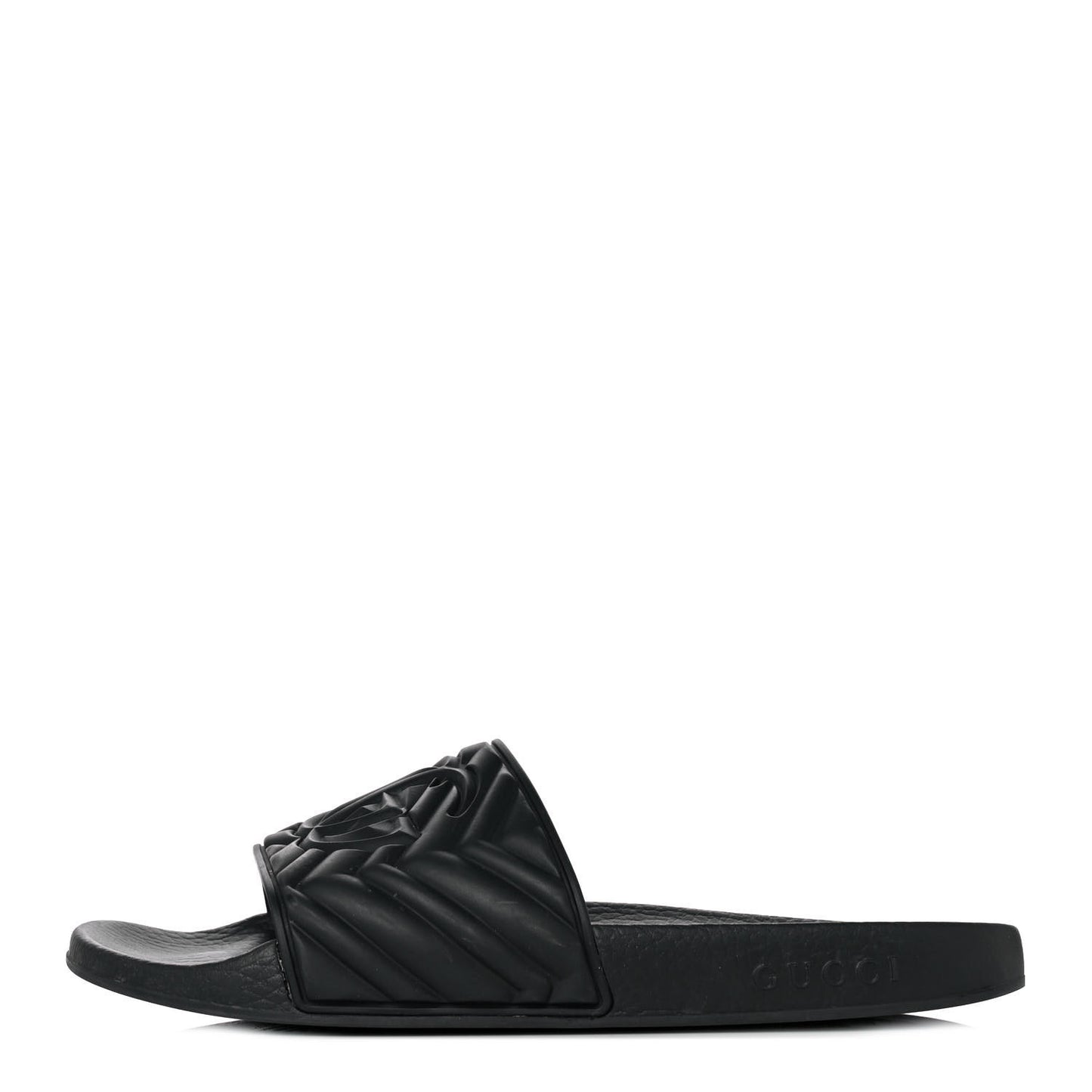 Rubber Matelasse Womens Slide Sandals 41 Black