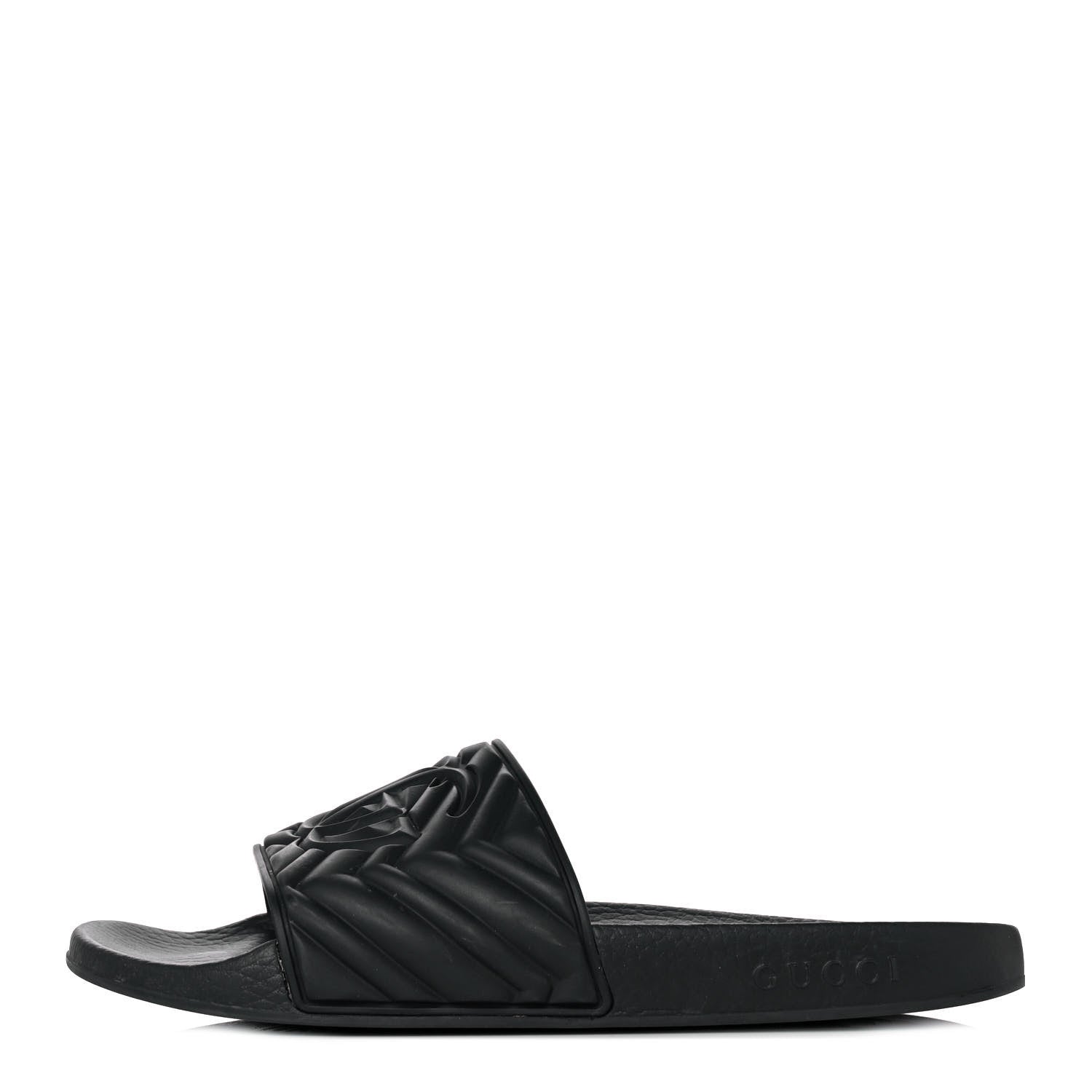 Gucci Rubber Matelasse Womens Slide Sandals 41 Black 1 of 8