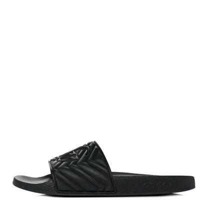 Gucci Rubber Matelasse Womens Slide Sandals 41 Black 1 of 8