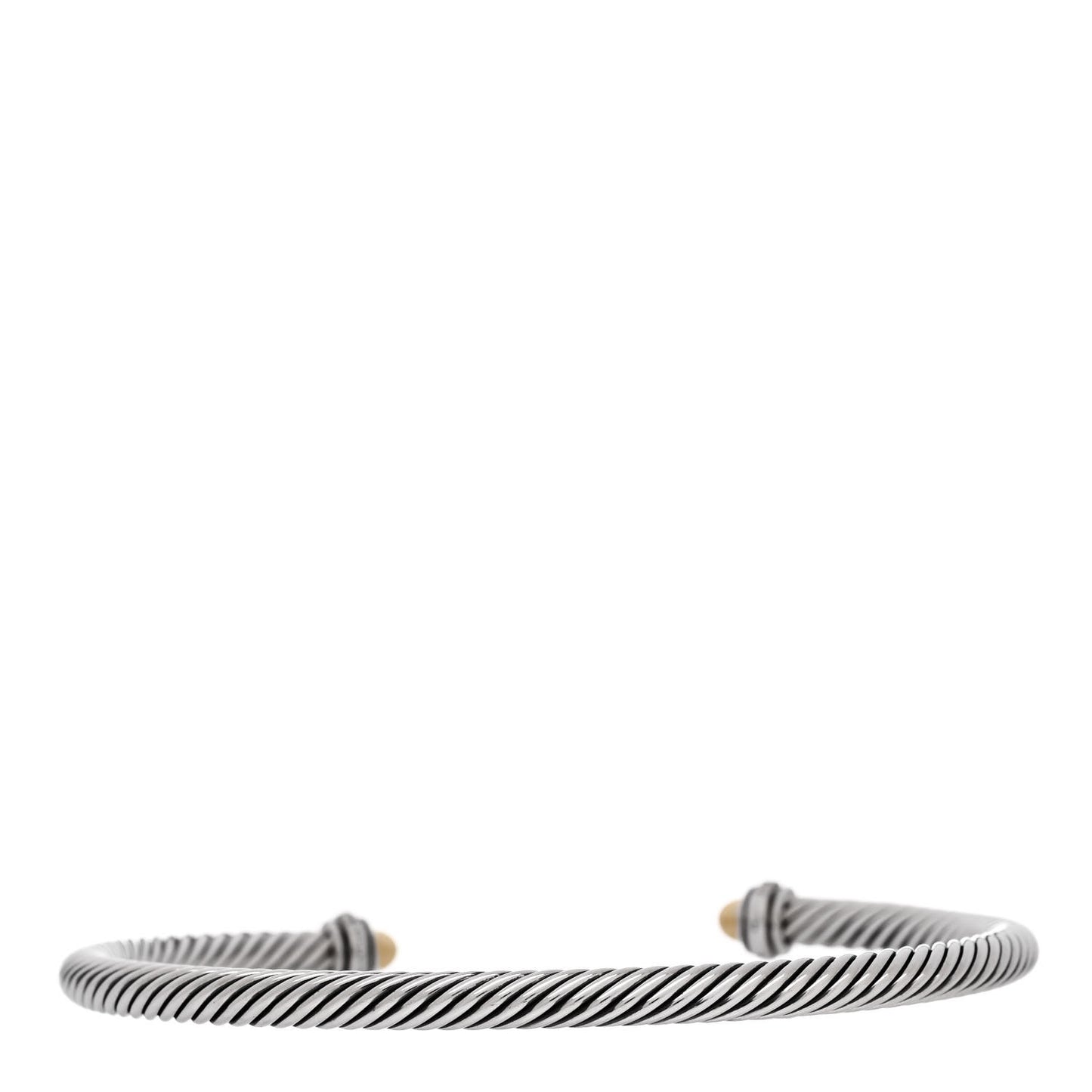 Sterling Silver 18K Yellow Gold Diamond 4mm Dome Cable Classics Bracelet