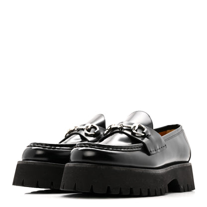 Gucci Cordovan Lux Womens Horsebit 45mm Platform Loafers 37.5 Black 4 of 13