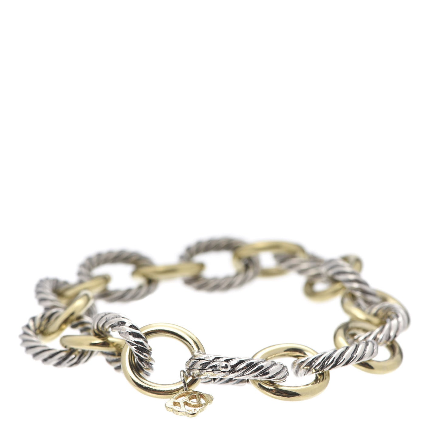 Sterling Silver 18K Yellow Gold 12mm Large Oval Link Bracelet