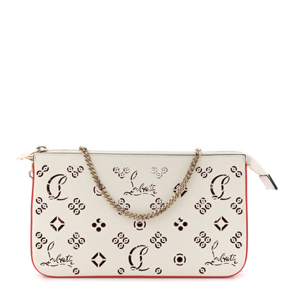 Christian Louboutin Calfskin Empire Loubinthesky Loubila Chain Clutch Bianco Loubi 1 of 8