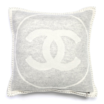 Chanel Merino Wool Cashmere CC Pillow Grey Off White 4 of 6