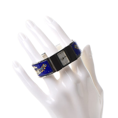 Hermes Stainless Steel Enamel 19mm Printed Horse Loquet Quartz Watch Blue 2 of 6