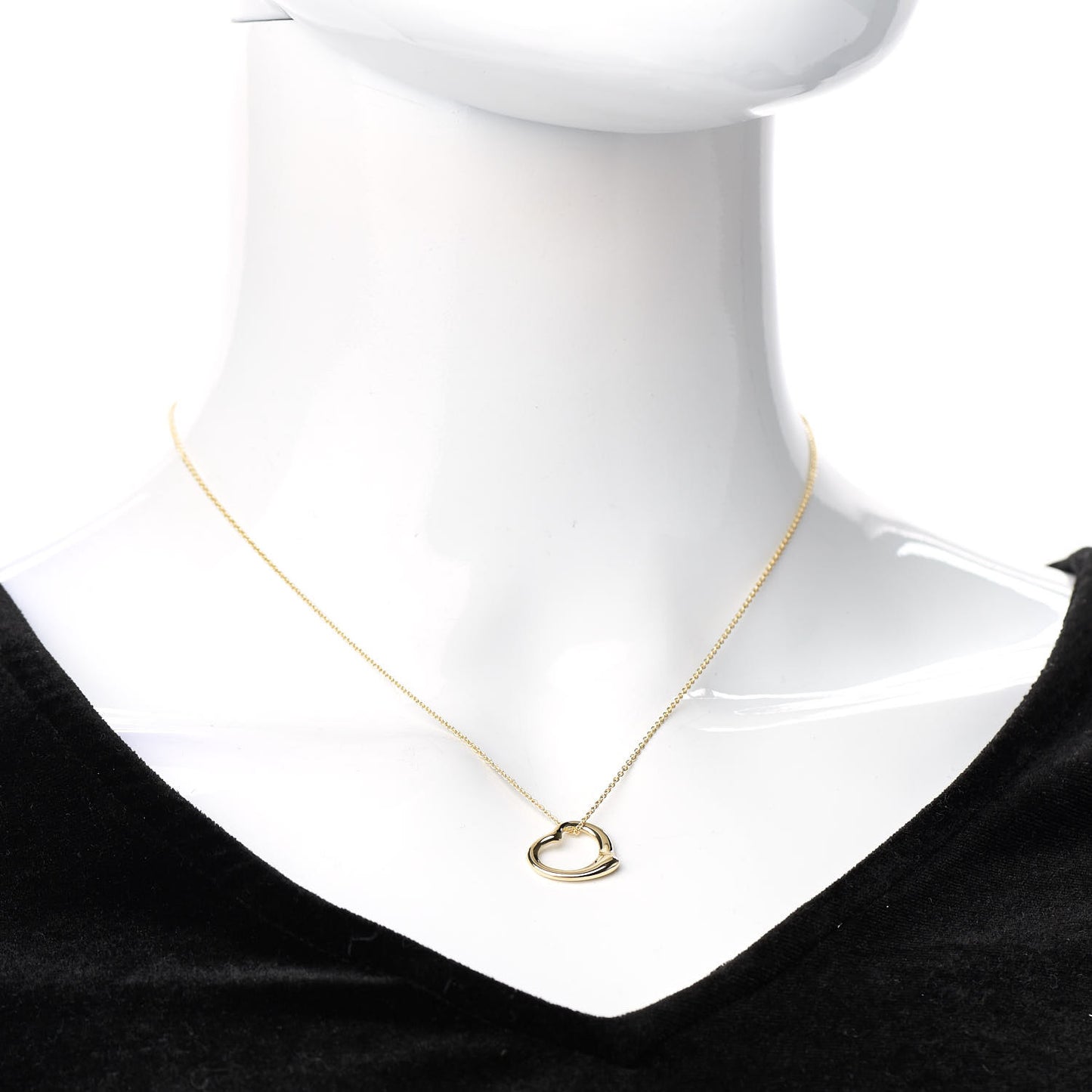 18K Yellow Gold 16mm Elsa Peretti Open Heart Pendant Necklace
