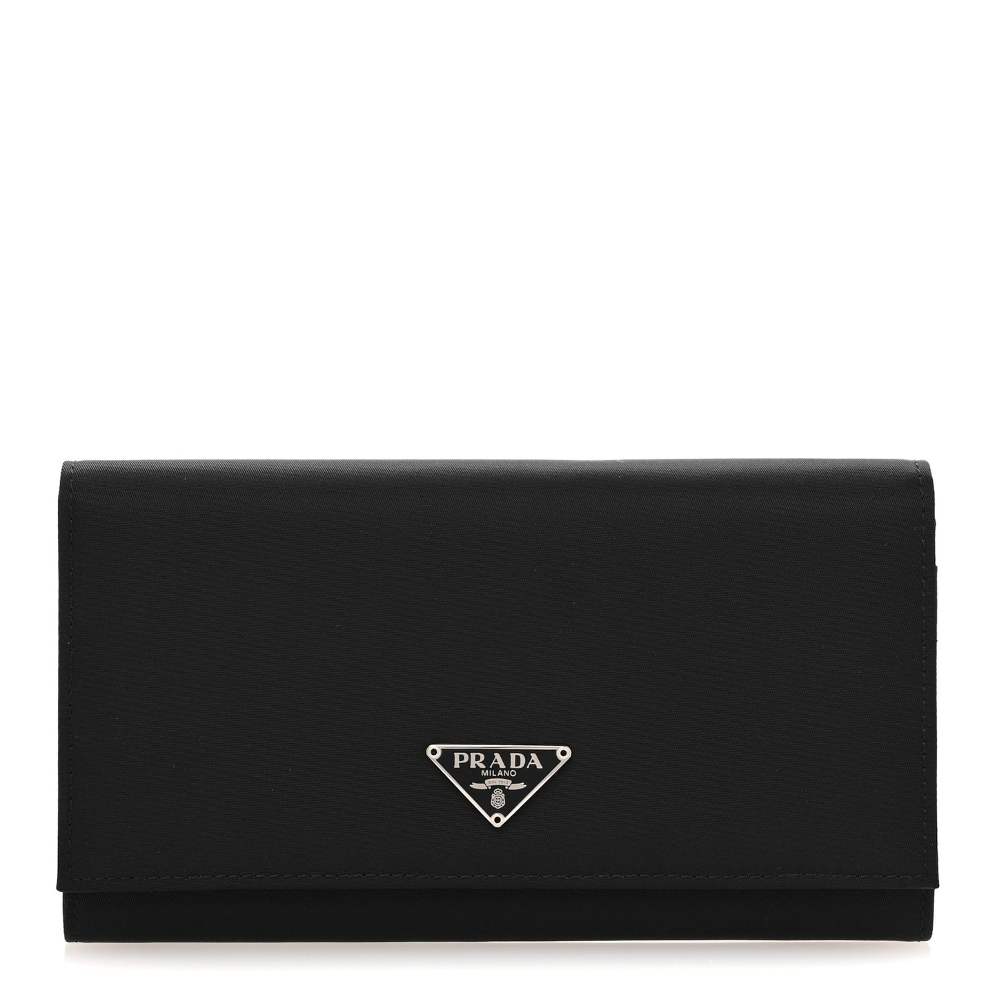 Tessuto Nylon Triangle Continental Flap Wallet Black