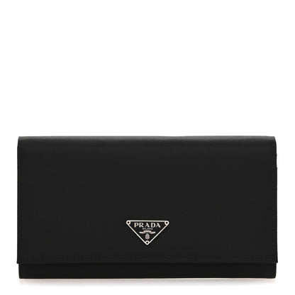 Prada Tessuto Nylon Triangle Continental Flap Wallet Black 1 of 11