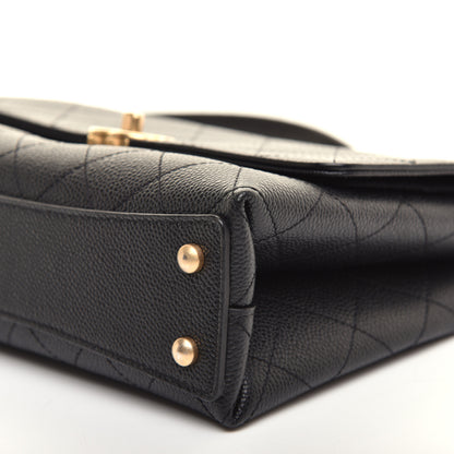 Chanel Caviar Diamond Stitched Small Top Handle Flap Black 7 of 12