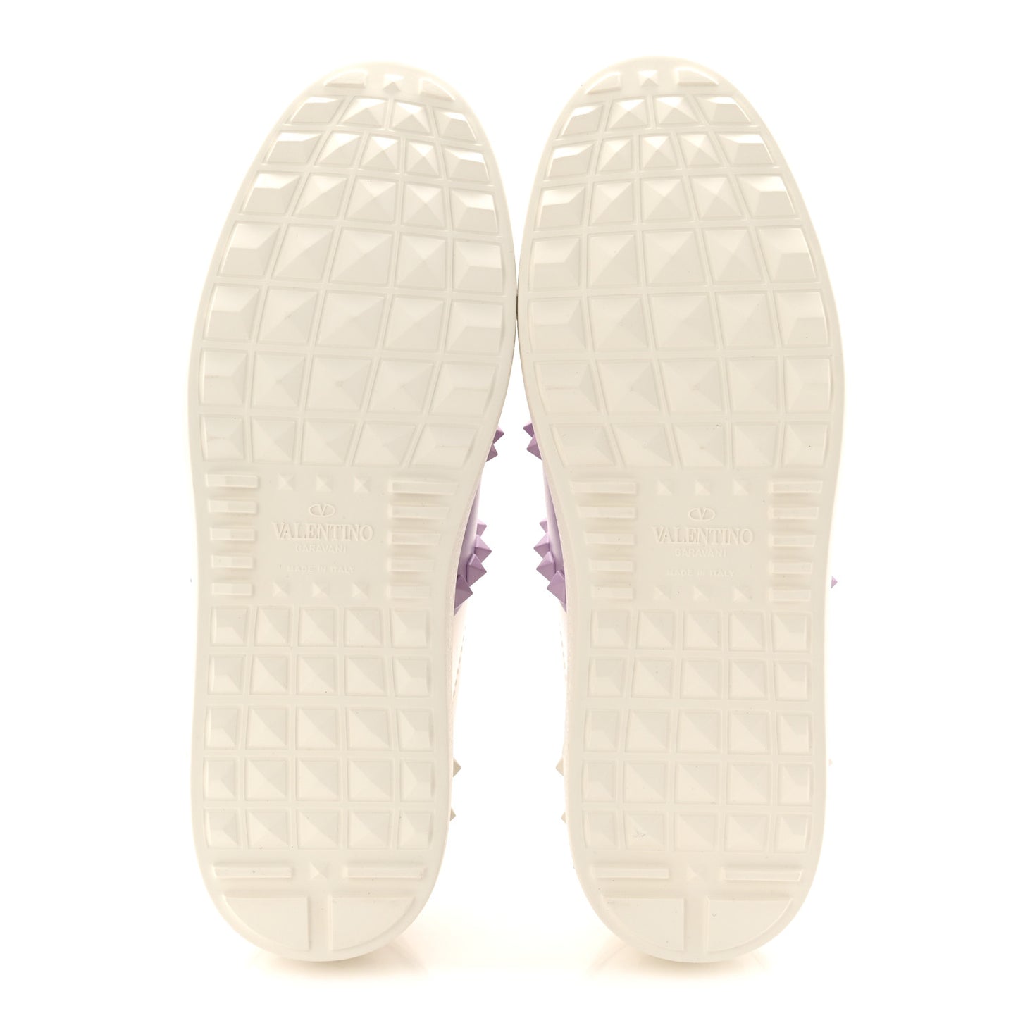 Calfskin Womens Rockstud Open Sneakers 37 White Purple